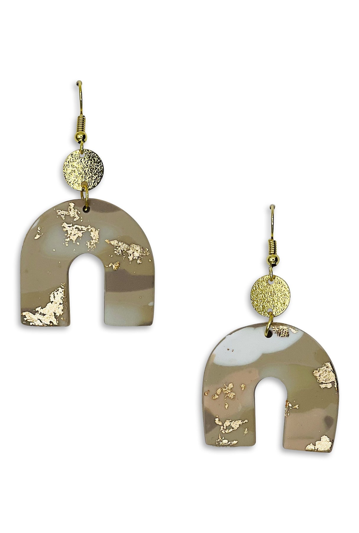 Gold Fleck Arch Earrings